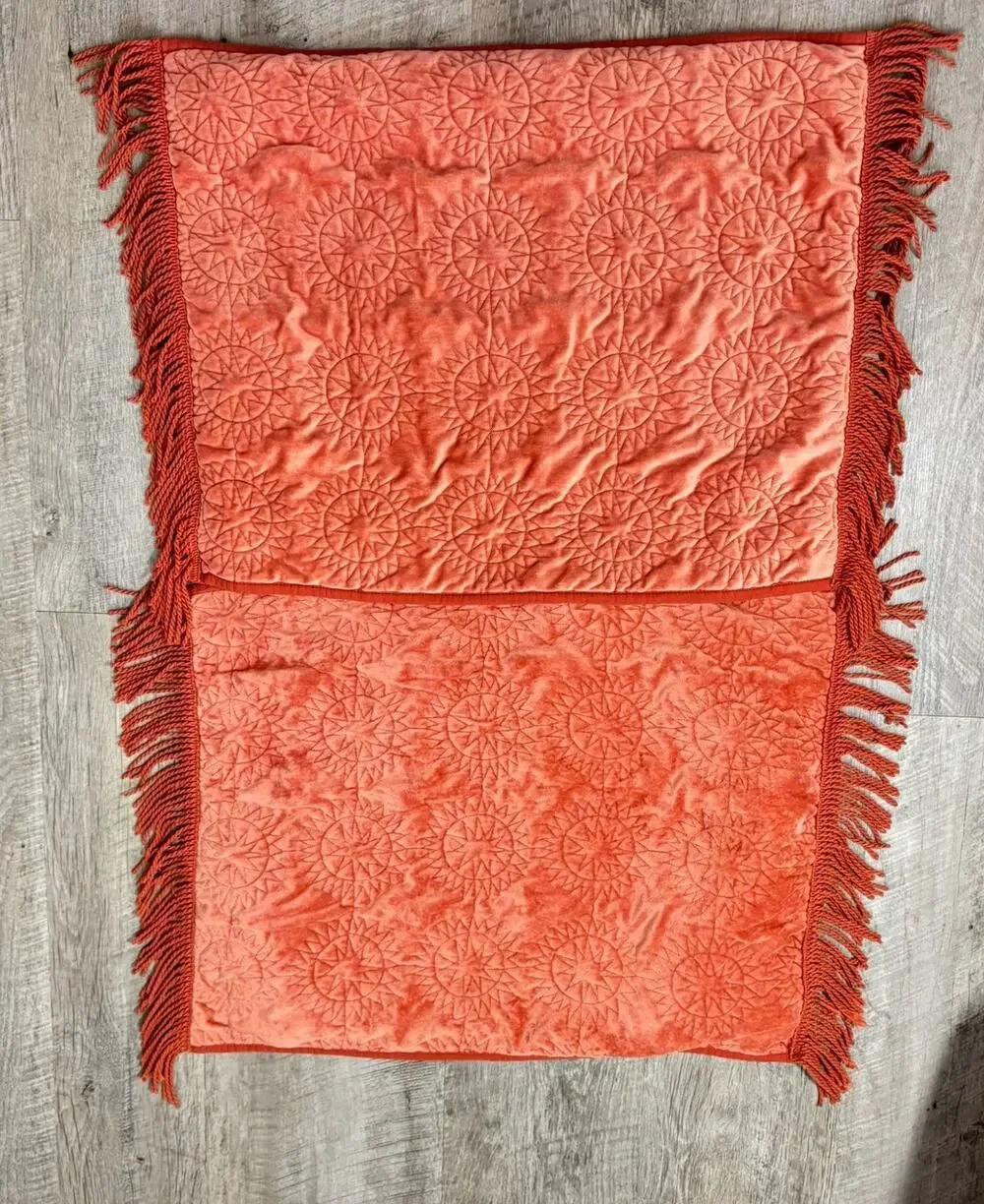 Opalhouse Jungalow Rust Velvet Pair Standard Sham Sun Stitched Fringe Celestiale